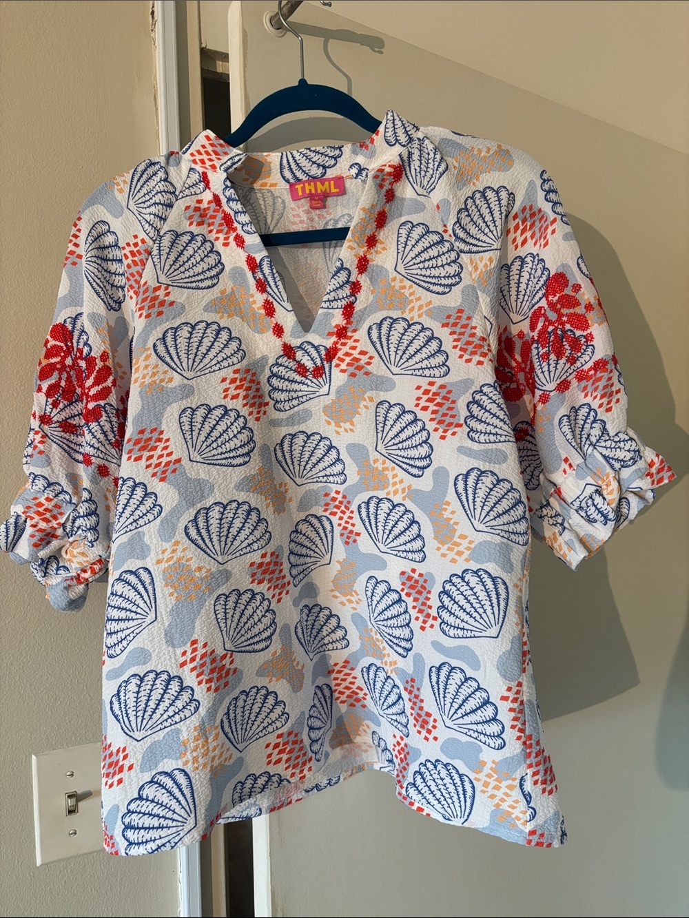 THML Shell-Print Top White, Blue & Red - Picture 8 of 8